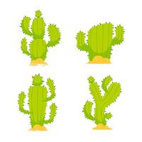 Set of bright cacti. Cartoon cactus set. Decorative house plants vector