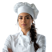 Young brazilian chef woman on isolated transparent background png