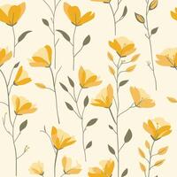 leaf and flower pattern with cream background vector