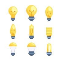 Lightbulb icon set. Light bulb. Electric lamp. Energy saving and CFL lamps vector