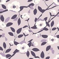 leaf and flower pattern on a purple background vector