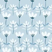 leaf and flower pattern on a blue background vector