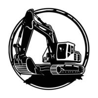 simple black and white excavator vector