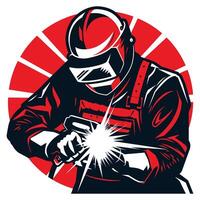 illustration of a fitter doing welding vector