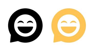 Laughing emoji icon on speech bubbles. Laugh emoticon sign symbol vector