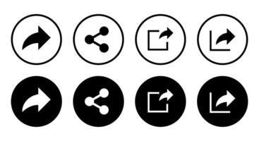 Share link icon on black circle. Social media elements vector