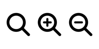 Search and zoom icon in generic style. Magnifying glass with plus and minus vector