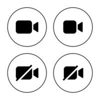 camera and mute icon on circle line. Social media call elements vector