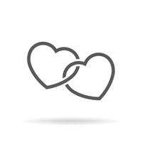 dos corazones icono aislado en blanco antecedentes. doble amor firmar símbolo vector