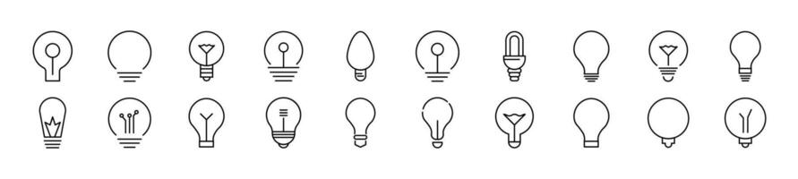 Light bulbs images drawn with thin line. Editable stroke. Simple linear illustration for web sites, newspapers, articles book vector