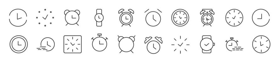 Clock line Icons collection. Editable stroke. Simple linear illustration for web sites, newspapers, articles book vector