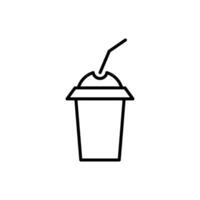 Disposable Cup with Straw Stick Line Sign for Advertisement. Suitable for books, stores, shops. Editable stroke in minimalistic outline style. Symbol for design vector