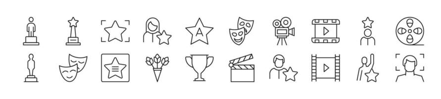 Set of thin line icons of actor. Editable stroke. Simple linear illustration for web sites, newspapers, articles book vector