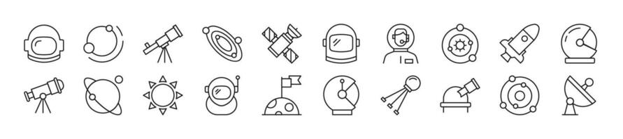 Collection of outline symbol of astronaut. Editable stroke. Simple linear illustration for stores, shops, banners, design vector