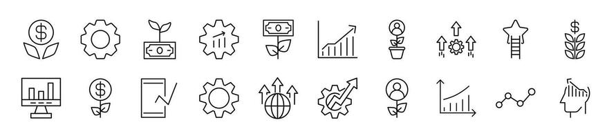 Set of line icons of business. Editable stroke. Simple outline sign for web sites, newspapers, articles book vector