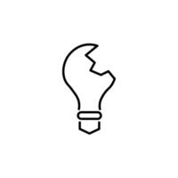 Broken Lamp Symbol for Stores and Shops. Suitable for books, stores, shops. Editable stroke in minimalistic outline style. Symbol for design vector