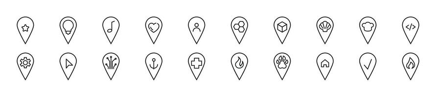 Map pin line icons collection. Editable stroke. Simple linear illustration for web sites, newspapers, articles book vector