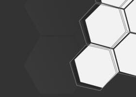 Gradient hexagonal background. white and black colors. copy space area vector