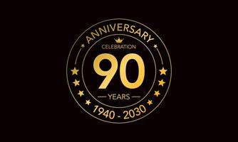 90th anniversary celebration logo style. vector