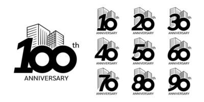 Collection of anniversary celebration business logotypes. Business celebration activities and invitation. vector