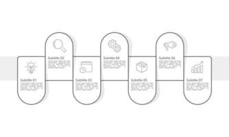 7 Process Infographic label alternate thin line simple design template. Banner, Brochure, Poster and Business presentation. vector