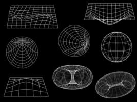 estructura metálica y2k retro resumen 3 d. 00s y2k, retro futurista estético vector