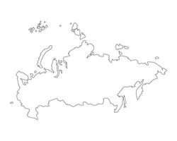 Russia map, editable black outline vector