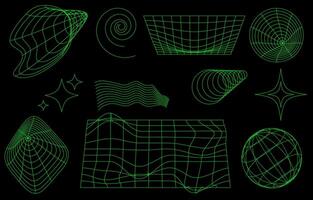 estructura metálica y2k retro resumen 3 d. 00s y2k, retro futurista estético vector