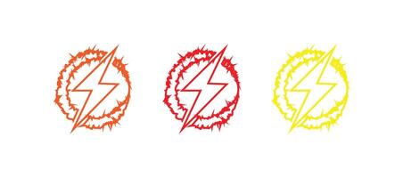 Power Icons of three colors, Lightning Power Icon or Sign or Symbol. vector