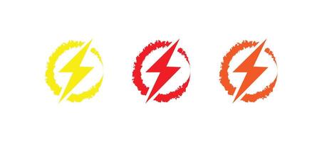 Power Icons of three colors , Lightning Power Icon or Sign or Symbol. vector