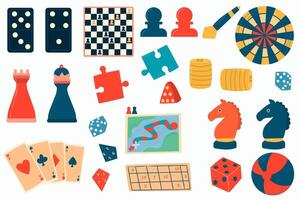 Board games. Set on a white background. Leisure concept for the whole family. vector