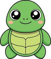 Minimalist Cute Kawaii Turtle , Adorable Illustration vector