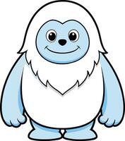Cute Yeti , Playful Outline Illustration on Solid Background vector
