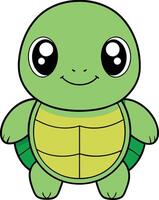 Minimalist Cute Kawaii Turtle , Adorable Illustration vector