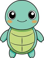 Minimalist Cute Kawaii Turtle , Adorable Illustration vector