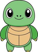 Minimalist Cute Kawaii Turtle , Adorable Illustration vector