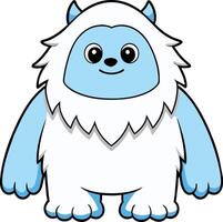 Cute Yeti , Playful Outline Illustration on Solid Background vector