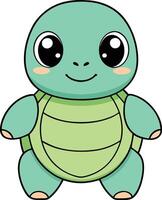 Minimalist Cute Kawaii Turtle , Adorable Illustration vector