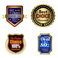 Set of Quality Badges and Labels Design Elements. Golden badge labels and laurel retro vintage collection. vector