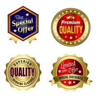 Set of Quality Badges and Labels Design Elements. Golden badge labels and laurel retro vintage collection. vector