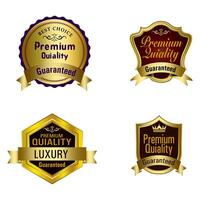 Set of Quality Badges and Labels Design Elements. Golden badge labels and laurel retro vintage collection. Emblem premium luxury logo in retro style arrows frames template badges collection. vector