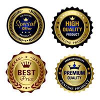 Set of Quality Badges and Labels Design Elements. Golden badge labels and laurel retro vintage collection. vector