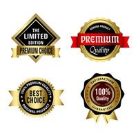 Set of Quality Badges and Labels Design Elements. Golden badge labels and laurel retro vintage collection. Emblem premium luxury logo in retro style template badges collection. vector