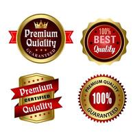 Set of Quality Badges and Labels Design Elements. Golden badge labels and laurel retro vintage collection. Emblem premium luxury logo in retro style template badges collection. vector