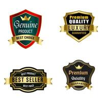 Set of Quality Badges and Labels Design Elements. Golden badge labels and laurel retro vintage collection. Emblem premium luxury logo in retro style template badges collection. vector