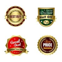 Set of Quality Badges and Labels Design Elements. Golden badge labels and laurel retro vintage collection. Emblem premium luxury logo in retro style template badges collection. vector