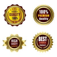 Set of Quality Badges and Labels Design Elements. Golden badge labels and laurel retro vintage collection. Emblem premium luxury logo in retro style template badges collection. vector