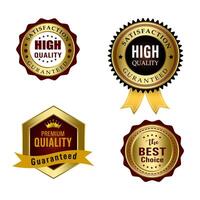 Set of Quality Badges and Labels Design Elements. Golden badge labels and laurel retro vintage collection. Emblem premium luxury logo in retro style arrows frames template badges collection. vector