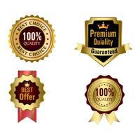 Set of Quality Badges and Labels Design Elements. Golden badge labels and laurel retro vintage collection. Emblem premium luxury logo in retro style arrows frames template badges collection. vector