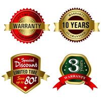 Set of Quality Badges and Labels Design Elements. Golden badge labels and laurel retro vintage collection. Emblem premium luxury logo in retro style arrows frames template badges collection. vector
